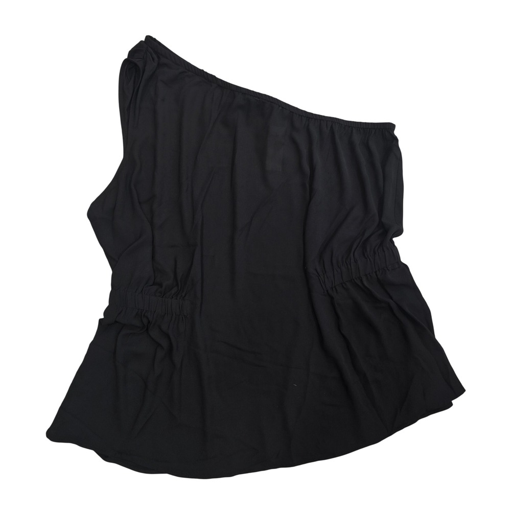 Lane Bryant One Shoulder Top Women 22 Black NWT Asymmetrical Cinched Waist
